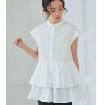 RUIRUE BOUTIQUE 이소재 프릴 페플럼 프렌치 셔츠 3L