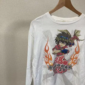 BAKUGAN 바쿠간 긴팔 티셔츠 화이트 애니메이션 티셔츠