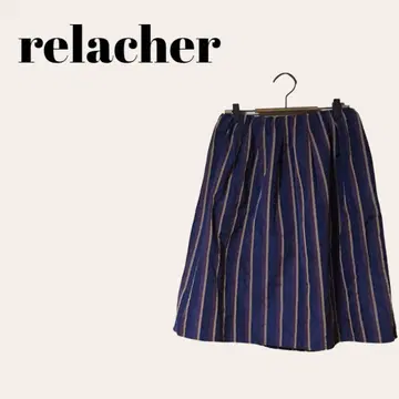 스트라이프 무릎 기장 캐주얼 relacher 플레어 스커트 여성용