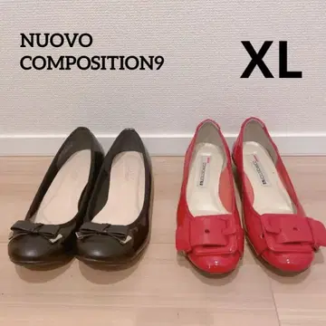 새상품급 XL 여성용 펌프스 로우 힐 블랙 레드 25cm