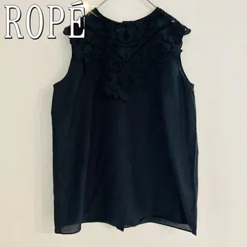 ROPE 시스루 니트 슬리브리스 티셔츠 (M) 블랙