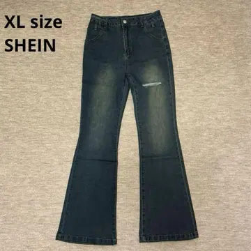 SHEIN 여성용 바지 플레어 데미지 진 데님 완판템