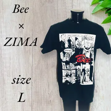 한정 Bee ZIMA 콜라보 티셔츠 빅 프린트 블랙 510