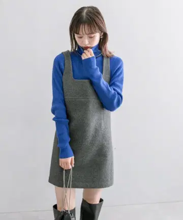 mystic 기모 지퍼 미니 원피스