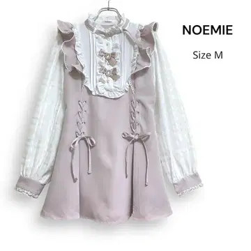 NOEMIE 노에미 하트 초커 시어 체크 원피스