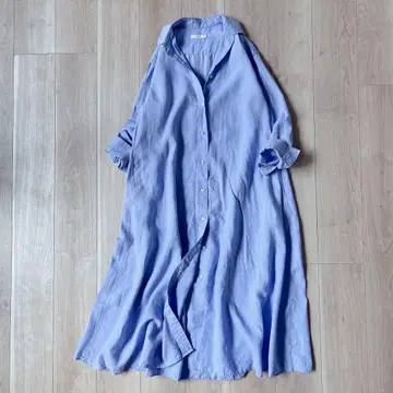 플라주 plage 린넨 원피스 스카이블루 36 린넨 100% 맥시 길이