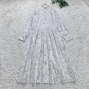 새상품급 로라 애슐리 셔츠 원피스 꽃무늬 밴드 카라 A 라인 L