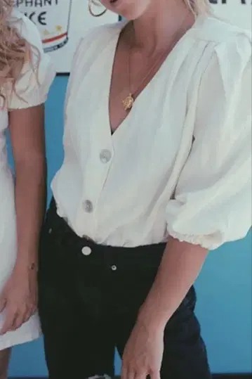 ZARA 자라 린넨 퍼프 슬리브 가디건 M