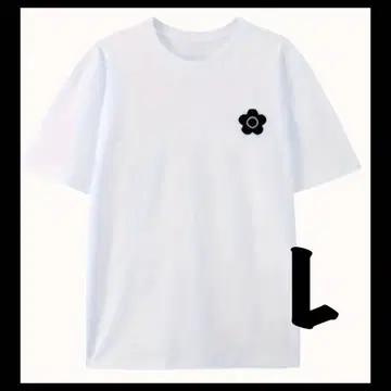마리콴트 화이트 T셔츠 꽃 로고 심플 캐주얼 여성용 L