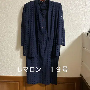 네이비 도트 무늬 자켓 드레스 세트 레마론