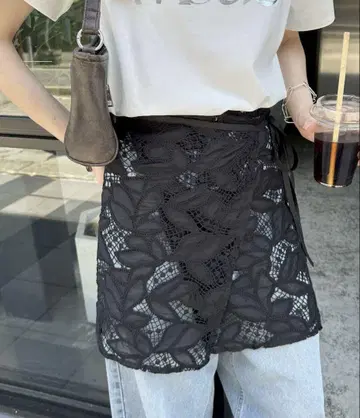 랩 스커트 레이스 꽃무늬 랩 스커트
