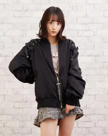 LIZLISA 레이스업 리본 블루종