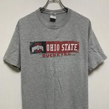 OHIO STATE 칼리지 로고 프린트 반팔 티셔츠 구제 의류 L