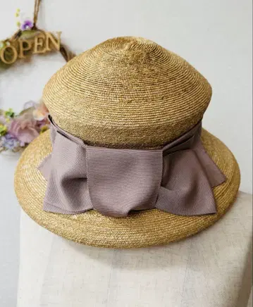 새상품급 COTTAGE 모자 베이지 밀짚모자 리본 포함