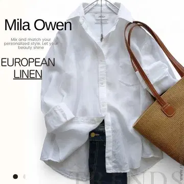 미라 오웬 Mila Owen 긴팔 셔츠 유럽풍 린넨 화이트