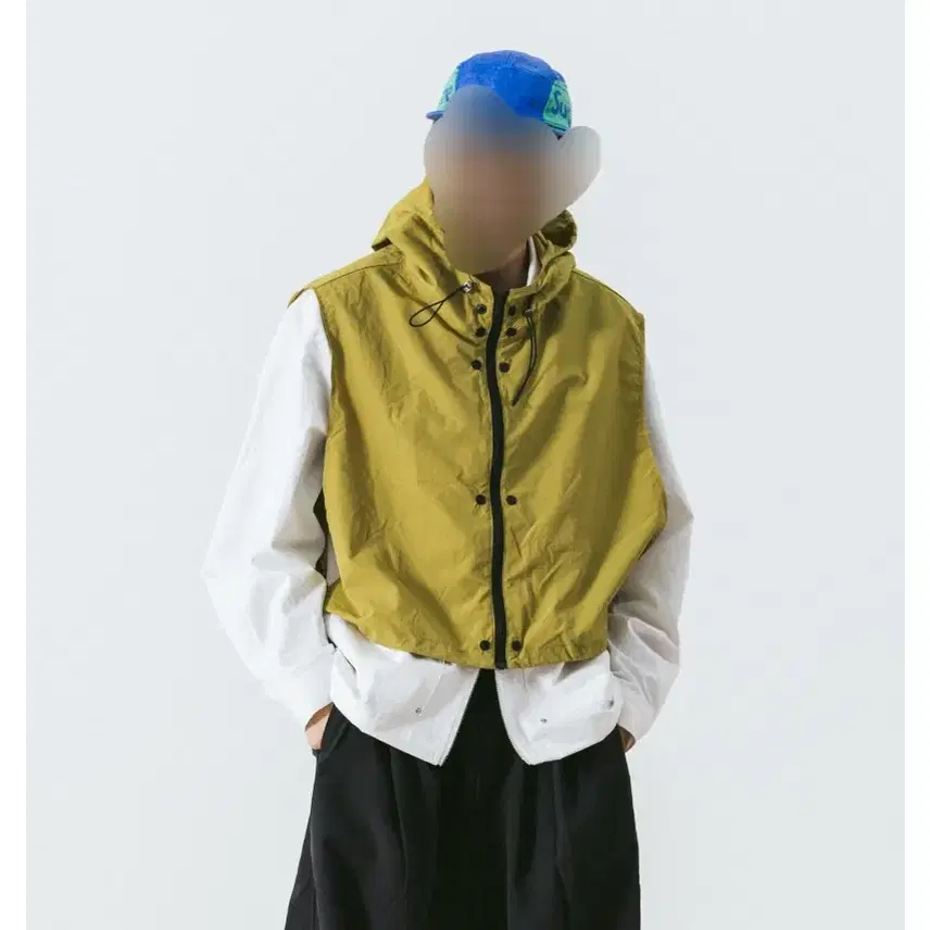 【ANGLAN】Nylon Layered Crop Hoodie Nylon Layered Crop Hoodie - Cream - ANGLAN
