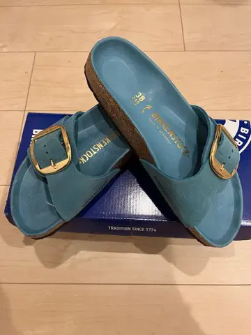 BIRKENSTOCK 터콰이즈 샌들 38 마드리드 빅 버클