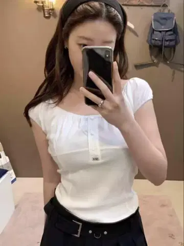 GROVE JOEY U-NECK TOP 퍼프 슬리브 상의 반팔
