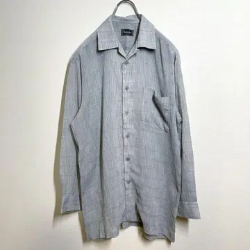 vintage 레트로 일본제 린넨 100% 린넨 셔츠 오픈 카라 긴팔