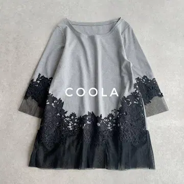 COOLA TIQUES 레이스 튤 7부 소매 티셔츠 튜닉