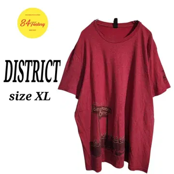 DISTRICT 프린트 티셔츠 양면 프린트 헤더 레드 남성용 XL