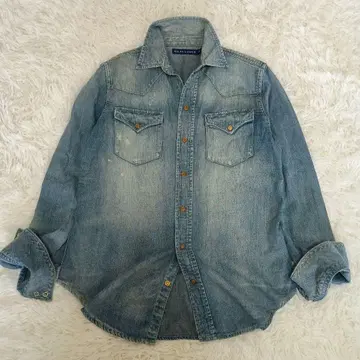 레어 RALPH LAUREN 데님 셔츠 골드 버튼 바지 LL 상당