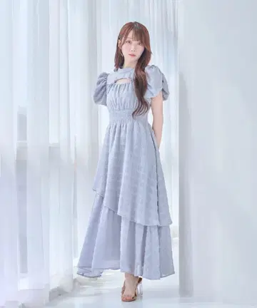 로제뮤즈 RoseMuse 자카드 체크 드레스 그레이