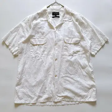 BEAMS+ 코튼 린넨 오픈 카라 숏 슬리브 셔츠 화이트 L