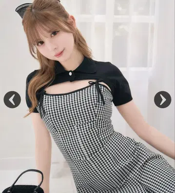michellMacaron 숏 볼레로 앙상블 깅엄 원피스
