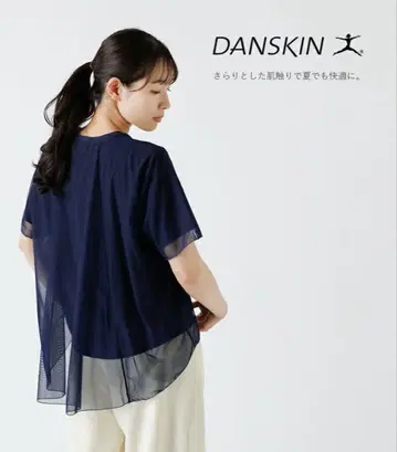 DANSKIN 댄스킨 얇은 명주 그물 숏 슬리브 티셔츠