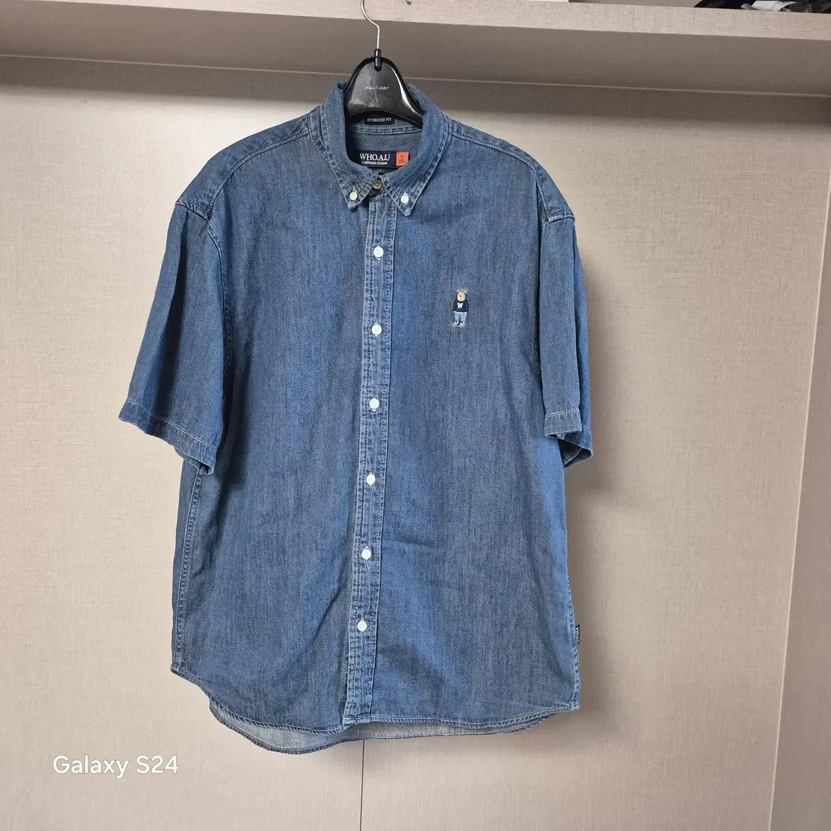 【WHO.A.U】Steve Denim Overfit Short Sleeve Shirt WHO.A.U | 후아유 M) Who.a.u Men's Oversized Fit Steve Denim