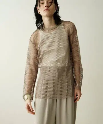 CLANE 클라네 WIDE MESH TOPS/와이드 메쉬 탑/베이지
