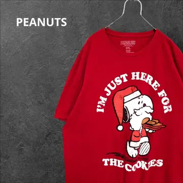 PEANUTS 스누피 티셔츠 빨간색 쿠키 패턴 2XL
