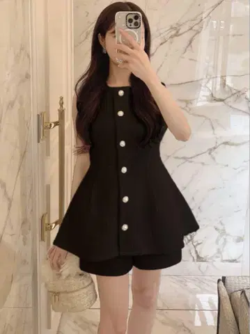 왕홍 grl 프리지아 트위드 베스트 숏 팬츠 세트업 블랙