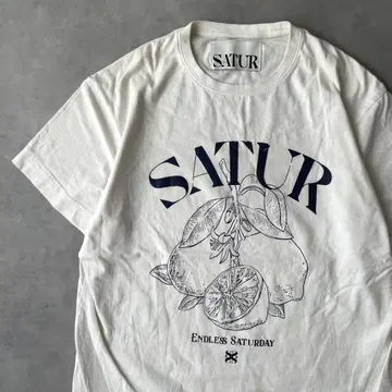 13457 SATUR Summer Graphic 티셔츠 화이트 컬러