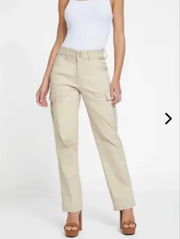 [ 미사용 새상품 ] GUESS 게스 스트레치 데님 카고 청바지 베이지