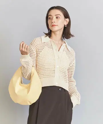 코튼 나일론 메쉬 니트 가디건