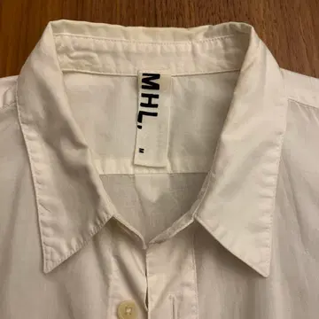 MHL 반팔 화이트 셔츠 (M 사이즈) 코튼 90% 린넨 10%