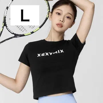 고기능 소재 베이직 미니 T 반팔 트레이닝 요가 필라테스 블랙 L