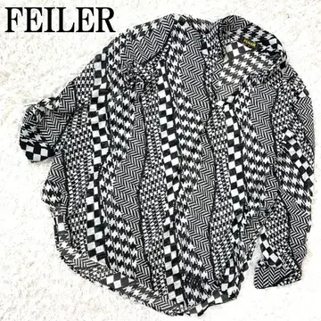 FEILER 페이러 시어 블라우스 올 패턴 블랙 M B810