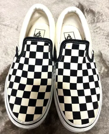 VANS 반스 슬립온 23.5cm 체커 패턴 화이트 블랙 체크
