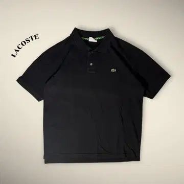 LACOSTE 라코스테 피케 셔츠 7 반팔 원포인트 로고 자수 블랙