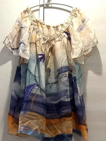 TSUMORI CHISATO 실크 블라우스 반팔