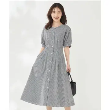 새상품급 any sis 세탁 가능한 깅엄 체크 셔츠 원피스 사이즈 2 M