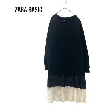ZARA BASIC 자라 베이직 긴팔 이소재 플리츠 원피스 빅 L