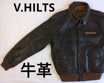 V.HILTS 대탈주 A-2 플라이트 가죽 자켓 천연 가죽 다크 브라운