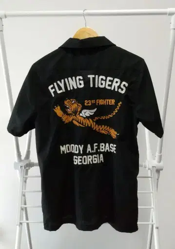 HOUSTON 휴스턴 FLYING TIGERS 반팔 셔츠 레이온 혼방