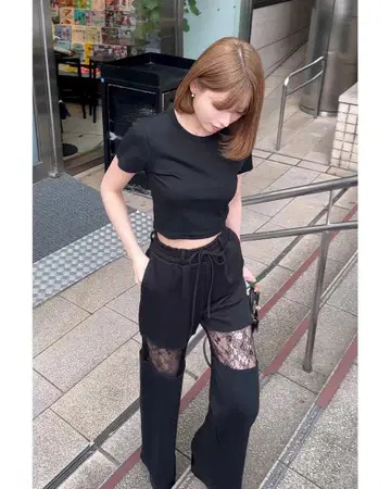 Rady 레이디 레이스 라인 와이드 팬츠 스웨트 팬츠