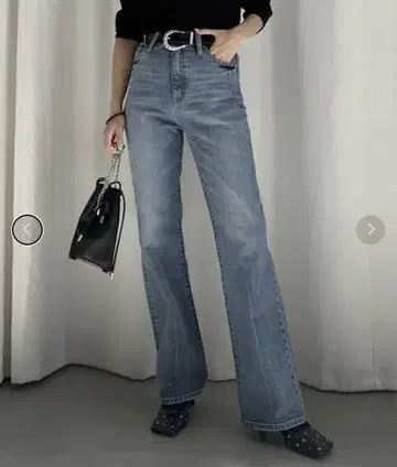 AMERI HIGH WAIST FLARE DENIM 블루