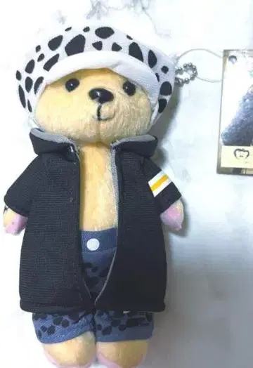 곰 봉제 인형 도트 무늬 캡